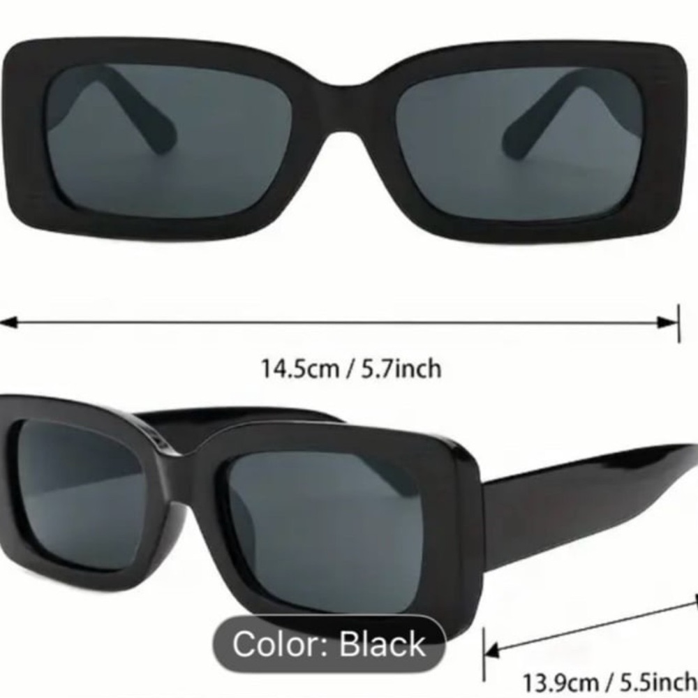 🔥🔥🆕Chic Black Rectangular Sunglasses - Picture 8 of 9